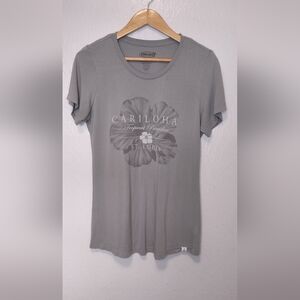 Cariloha Greenish Grey Floral Design  Women's Size Large Top